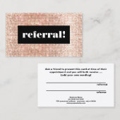 Roos Gold Sequins Cosmetology Customer Reference Aanbevelingskaartje (Voorkant / Achterkant)