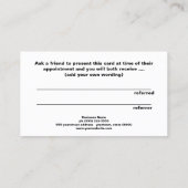 Roos Gold Sequins Cosmetology Customer Reference Aanbevelingskaartje (Achterkant)