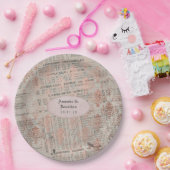 Roos Gold Shabby-Chic Nieuwsblad Bruiloft Papieren Bordje (Feest)