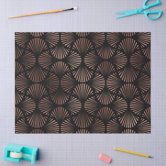 Roos Gold Shells op Black Decoupage Tissuepapier (Craft)