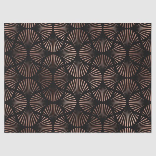 Roos Gold Shells op Black Decoupage Tissuepapier (Voorkant)