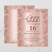 Roos Gold Shhh Surprise Sweet 16 verjaardagsuitnod (Voorkant / Achterkant)