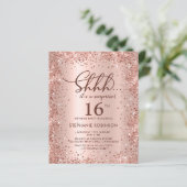 Roos Gold Shhh Surprise Sweet 16 verjaardagsuitnod (Staand voorkant)