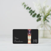 Roos Gold Shimmer Decor op Black Diamonds Initiale Visitekaartje (Staand voorkant)