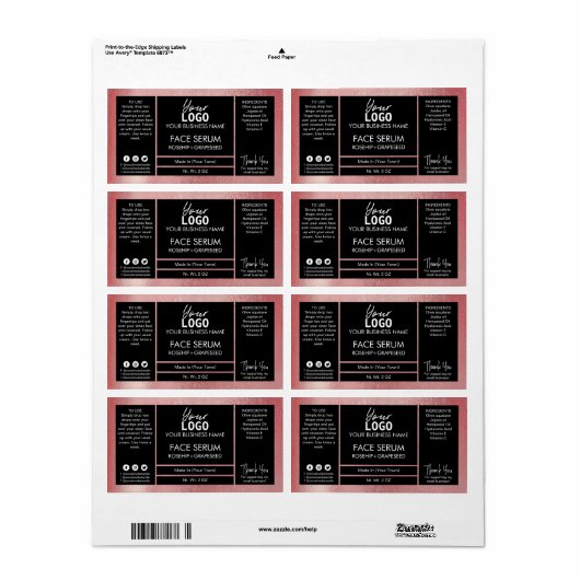 Roos Gold Shimmer Effect Black Serum Etiket (Full Sheet)