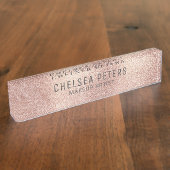 Roos Gold Shimmer Feminine Naambordje (Zijkant)