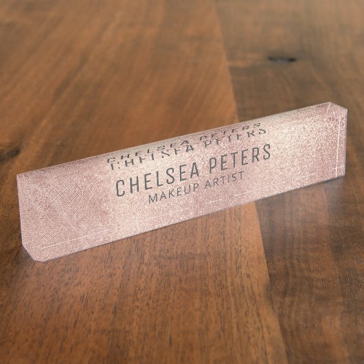 Roos Gold Shimmer Feminine Naambordje (Zijkant)