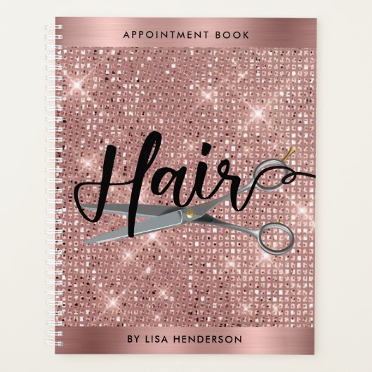 Roos Gold Shimmer Hair Appointment Book Planner (Voorkant)