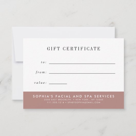 Roos Gold Shimmer Marble Gift Certificate (Achterkant)