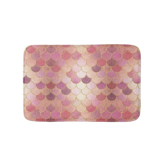 Roos Gold Shimmer Mermaid Scale Patroon Badmat (Voorkant)
