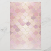 Roos Gold Shimmer Mermaid Scale Patroon Briefpapier (Voorkant)