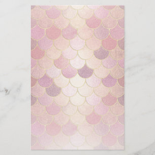 Roos Gold Shimmer Mermaid Scale Patroon Briefpapier