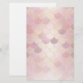 Roos Gold Shimmer Mermaid Scale Patroon Briefpapier (Voorkant / Achterkant)