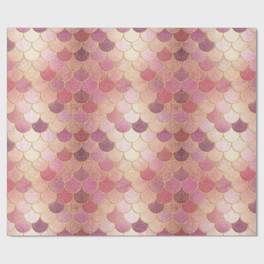Roos Gold Shimmer Mermaid Scale Patroon Cadeaupapier (Vlak)