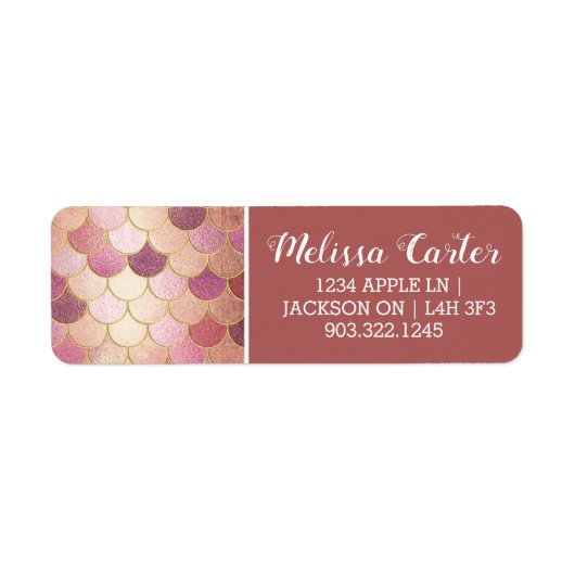 Roos Gold Shimmer Mermaid Scale Patroon Etiket (Voorkant)
