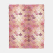 Roos Gold Shimmer Mermaid Scale Patroon Fleece Deken (Voorkant)