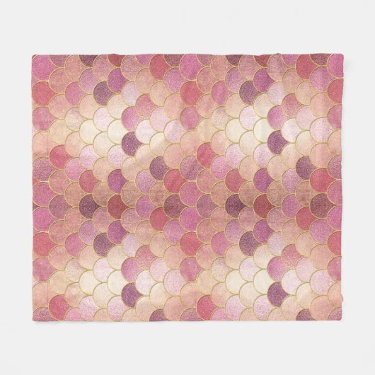 Roos Gold Shimmer Mermaid Scale Patroon Fleece Deken (Voorkant (Horizontaal))