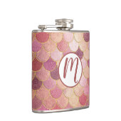 Roos Gold Shimmer Mermaid Scale Patroon Heupfles (Rechts)