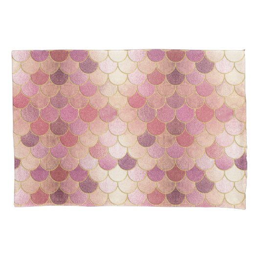 Roos Gold Shimmer Mermaid Scale Patroon Kussensloop (Voorkant)