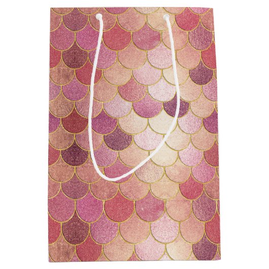 Roos Gold Shimmer Mermaid Scale Patroon Medium Cadeauzakje (Voorkant)