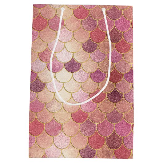 Roos Gold Shimmer Mermaid Scale Patroon Medium Cadeauzakje (Achterkant)