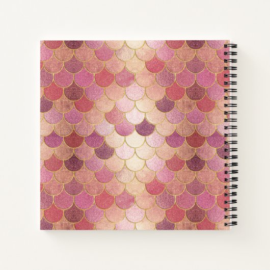 Roos Gold Shimmer Mermaid Scale Patroon Notitieboek (Achterkant)
