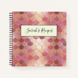 Roos Gold Shimmer Mermaid Scale Patroon Notitieboek