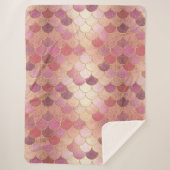 Roos Gold Shimmer Mermaid Scale Patroon Sherpa Deken (Voorkant)
