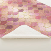 Roos Gold Shimmer Mermaid Scale Patroon Sherpa Deken (3/4)