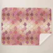 Roos Gold Shimmer Mermaid Scale Patroon Sherpa Deken (Voorkant (horizontaal))