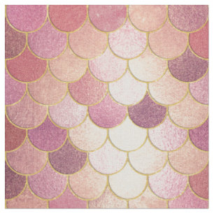 Roos Gold Shimmer Mermaid Scale Patroon Stof