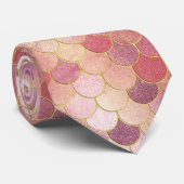 Roos Gold Shimmer Mermaid Scale Patroon Stropdas (Opgerold)