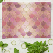 Roos Gold Shimmer Mermaid Scale Patroon Theedoek (Gevouwen)