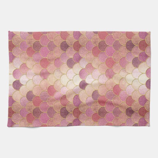 Roos Gold Shimmer Mermaid Scale Patroon Theedoek (Horizontaal)