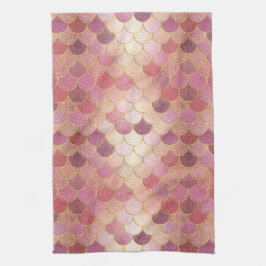 Roos Gold Shimmer Mermaid Scale Patroon Theedoek