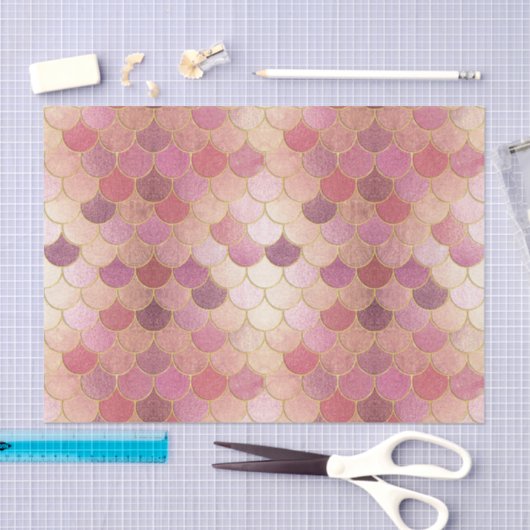 Roos Gold Shimmer Mermaid Scale Patroon Tissuepapier (Craft)