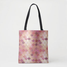 Roos Gold Shimmer Mermaid Scale Patroon Tote Bag