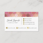 Roos Gold Shimmer Mermaid Scale Patroon Visitekaartje (Achterkant)