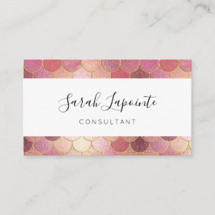 Roos Gold Shimmer Mermaid Scale Patroon Visitekaartje