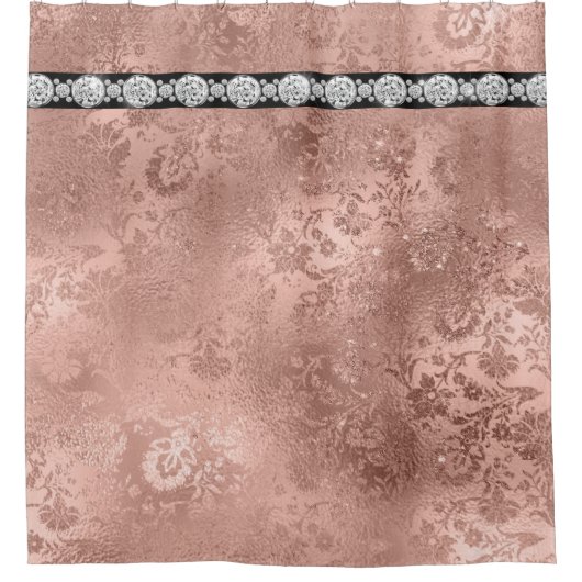 Roos Gold Shimmer met diamanten Douchegordijn (Voorkant)