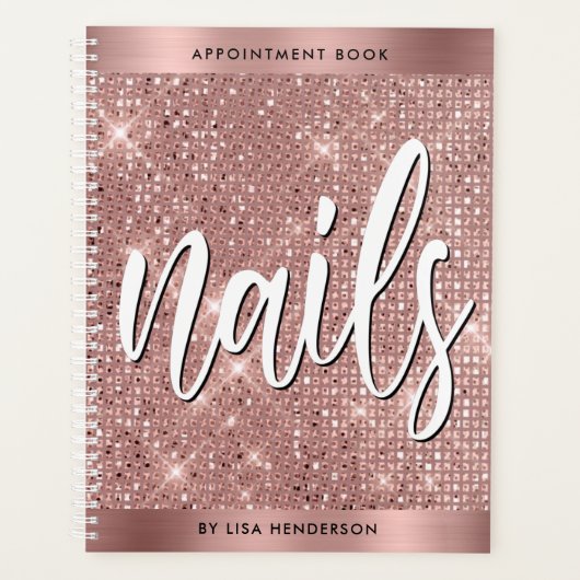 Roos Gold Shimmer Nails Appointing Book Planner (Voorkant)
