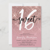 Roos Gold Shimmer Sweet Sixteen Birthday Party Kaart (Voorkant)