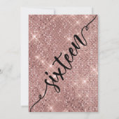Roos Gold Shimmer Sweet Sixteen Birthday Party Kaart (Achterkant)