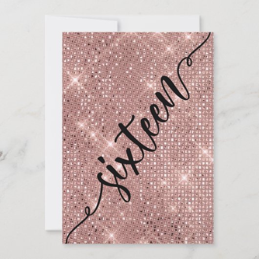 Roos Gold Shimmer Sweet Sixteen Birthday Party Kaart (Achterkant)