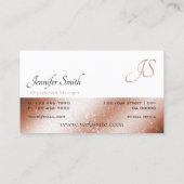 Roos Gold Shimmer Wit Glitter Sterren en Monogram Visitekaartje (Achterkant)