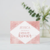 Roos Gold Shimmer zal je mijn bruidsmeisje zijn Kaart (Staand voorkant)