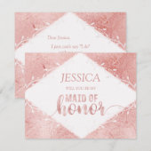 Roos Gold Shimmer zal je mijn bruidsmeisje zijn Kaart (Voorkant / Achterkant)