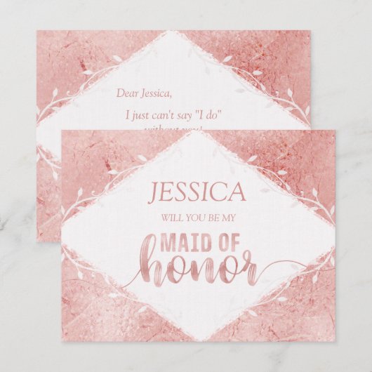 Roos Gold Shimmer zal je mijn bruidsmeisje zijn Kaart (Voorkant / Achterkant)