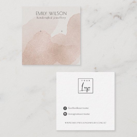 Roos Gold Shiny Bruske Stroke Stud Earning Display Vierkante Visitekaartje (Voorkant / Achterkant)