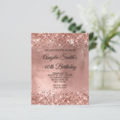 Roos Gold Shiny Folie 40e verjaardag Uitnodiging (Staand voorkant)